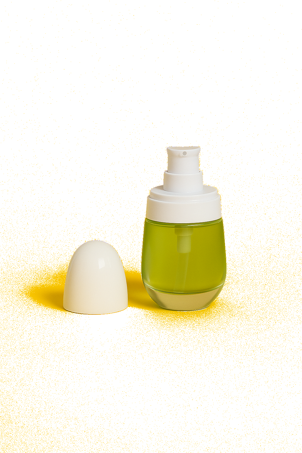 Delphi 30 ml (1 oz) Transparent Glass Pump Bottle | White Plastic Pump | Refillable