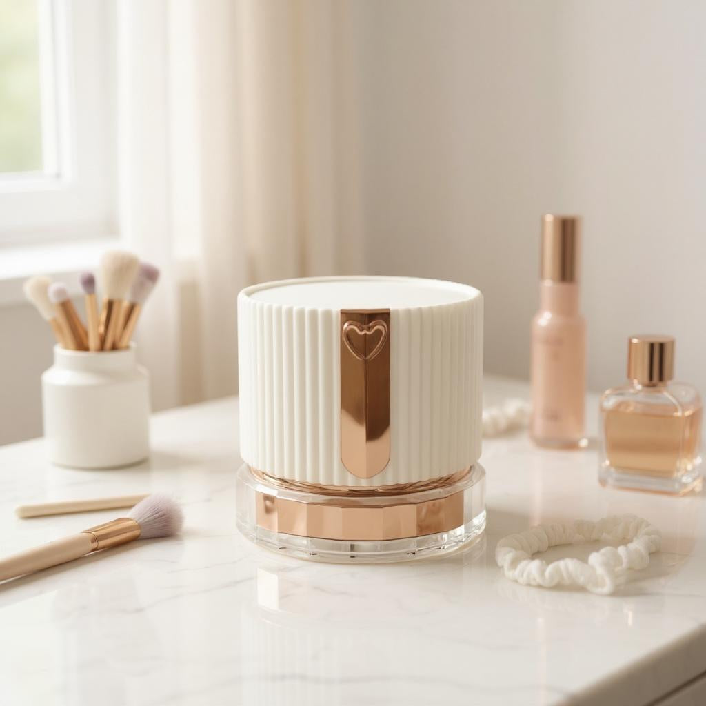 Astrid Jar | Acrylic 50g Cream Jar | White and Rose Gold | Ideal for Face Scrubs, Creams and Moisturizers