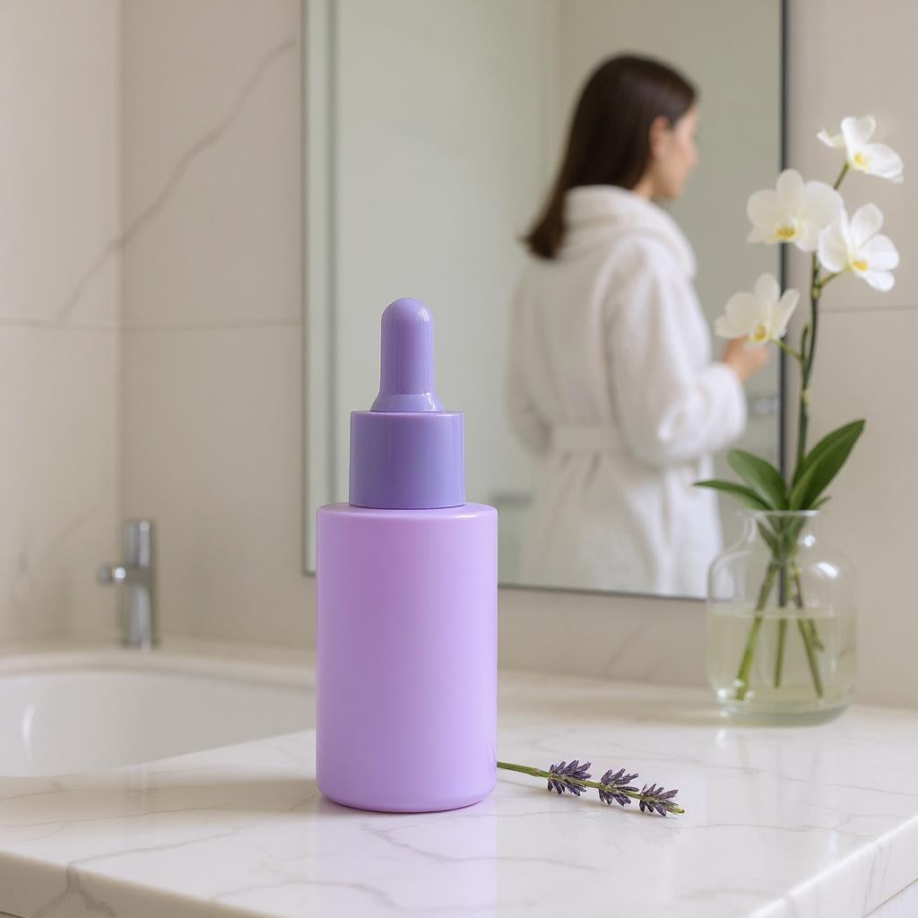 Bridget Dropper Bottle | 30ml Purple Dropper Serum Bottle | Purple Glass Serum Dropper Bottle