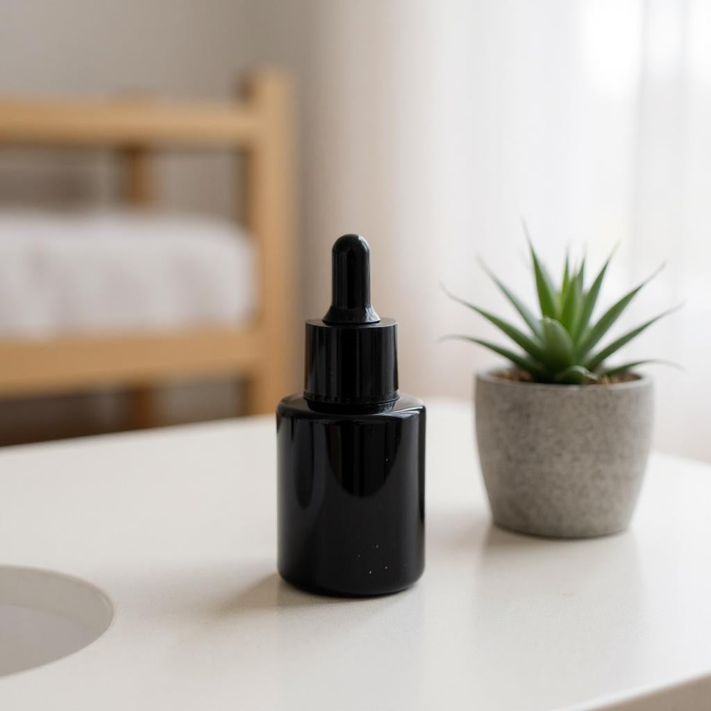 Bridget Dropper Bottle | 20ml Black Dropper Serum Bottle | Black Glass Serum Dropper Bottle