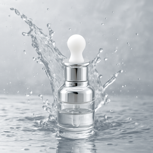 Athena Dropper Bottle – Clear Glass with Silver Collar & White Bulb (30ml & 50ml)