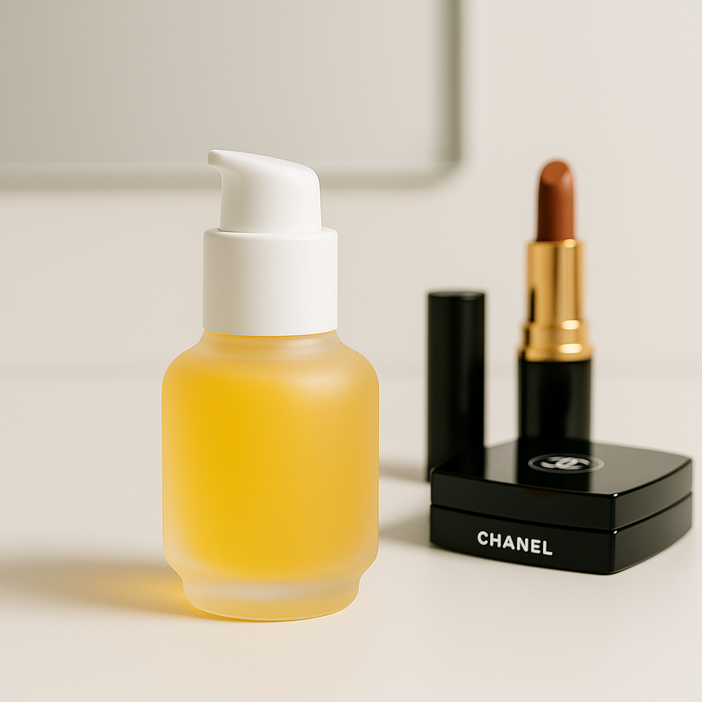 Darla Pump Bottle | 30ml Frosted Glass Skincare Pump Bottle | White Lotion Pump Dispenser