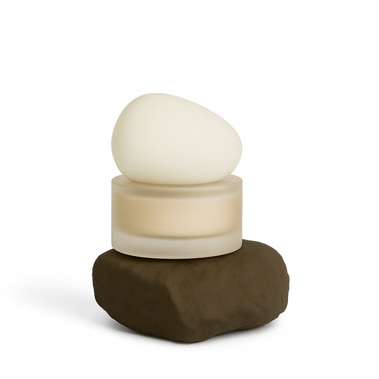 Daphne Jar – 50g Frosted Glass Cream Jar with Sculptural Egg-Shaped Cap