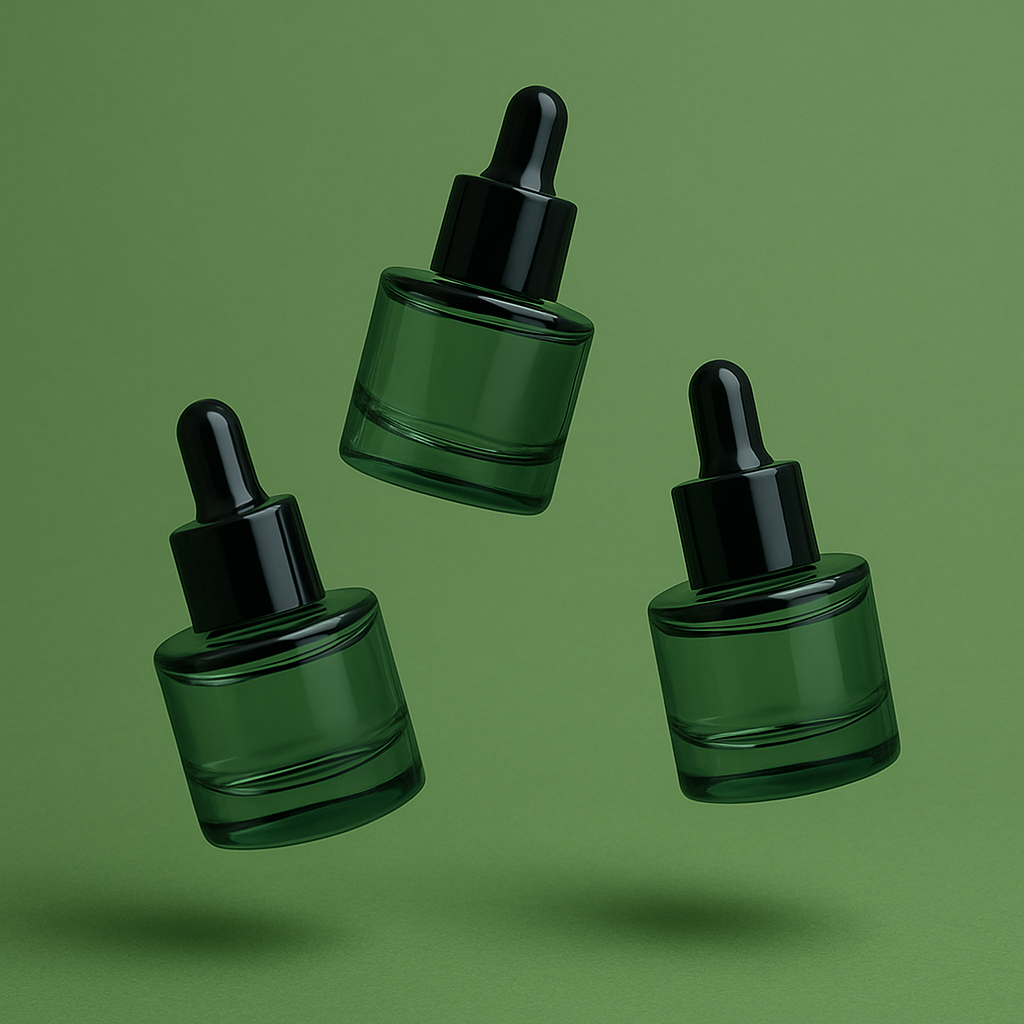 Camille Dropper Bottle – Dark Green Transparent (15ml)