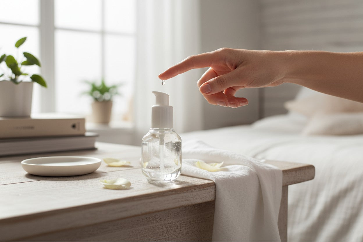 Darla Pump Bottle | 30ml Clear Transparent Glass Skincare Pump Bottle | White Lotion Pump Dispenser