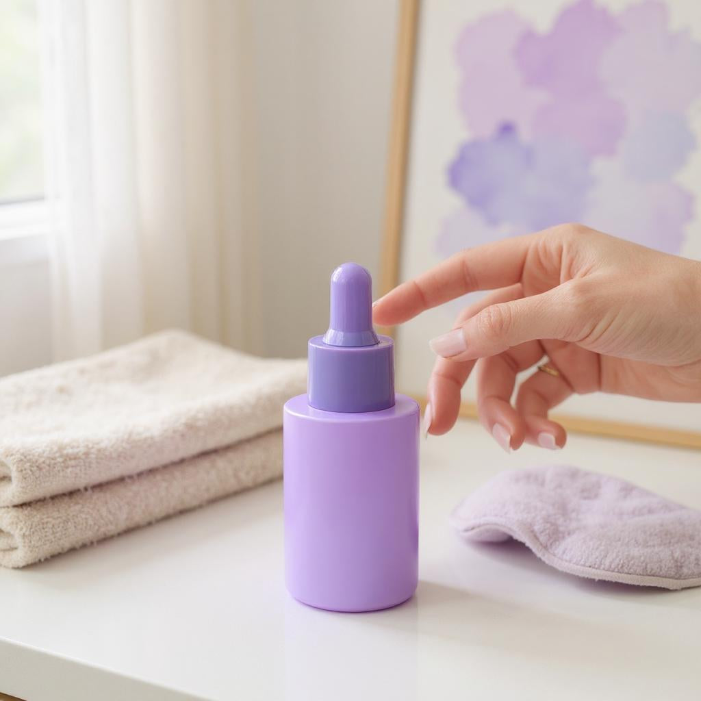 Bridget Dropper Bottle | 30ml Purple Dropper Serum Bottle | Purple Glass Serum Dropper Bottle