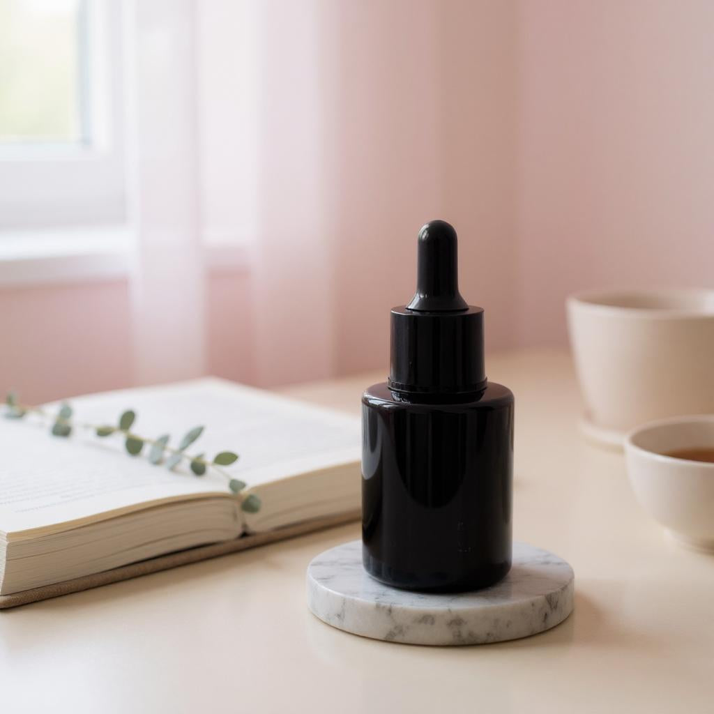 Bridget Dropper Bottle | 20ml Black Dropper Serum Bottle | Black Glass Serum Dropper Bottle