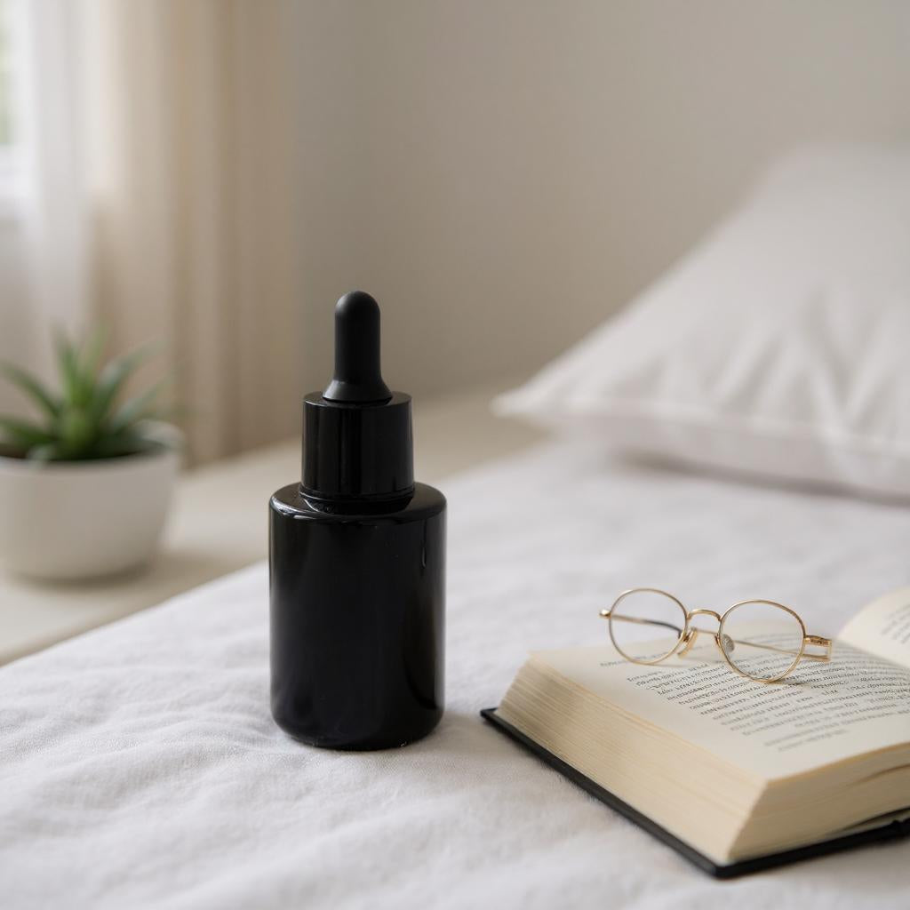 Bridget Dropper Bottle | 20ml Black Dropper Serum Bottle | Black Glass Serum Dropper Bottle