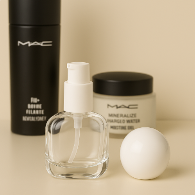 Charlie Pump Bottle | 30 ml Glass Pump Dispenser | White Pump Dispenser | Bottles for Serums Lotions and Foundations