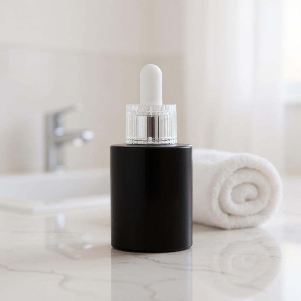 Dakota Dropper Bottle | 40 ml Glass Serum Dropper Bottle | Matte Black Dropper Bottle | Caramel Gold Dropper Bottle