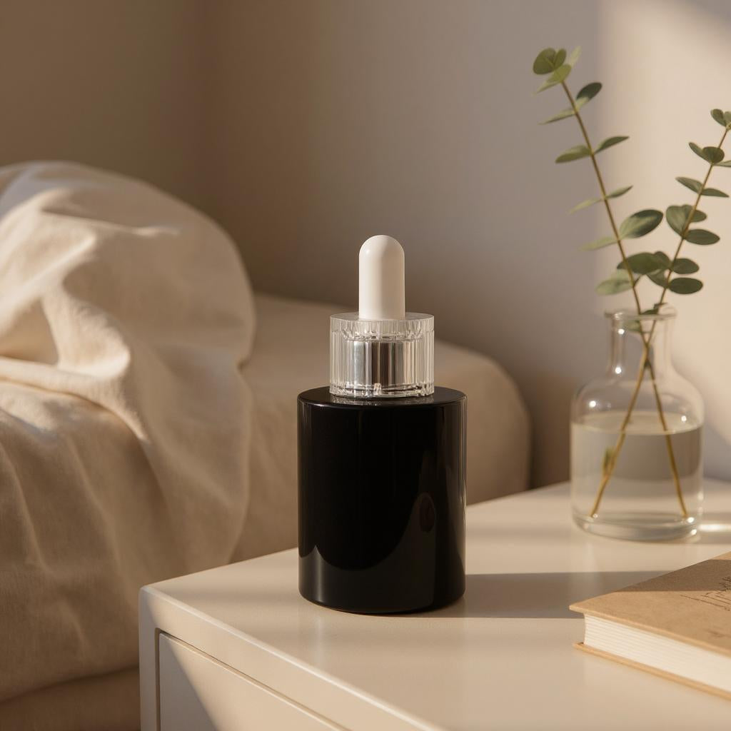 Dakota Dropper Bottle | 40 ml Glass Serum Dropper Bottle | Matte Black Dropper Bottle | Caramel Gold Dropper Bottle