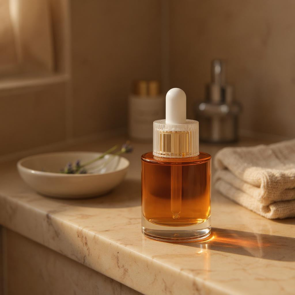 Dakota Dropper Bottle | 40 ml Glass Serum Dropper Bottle | Matte Black Dropper Bottle | Caramel Gold Dropper Bottle