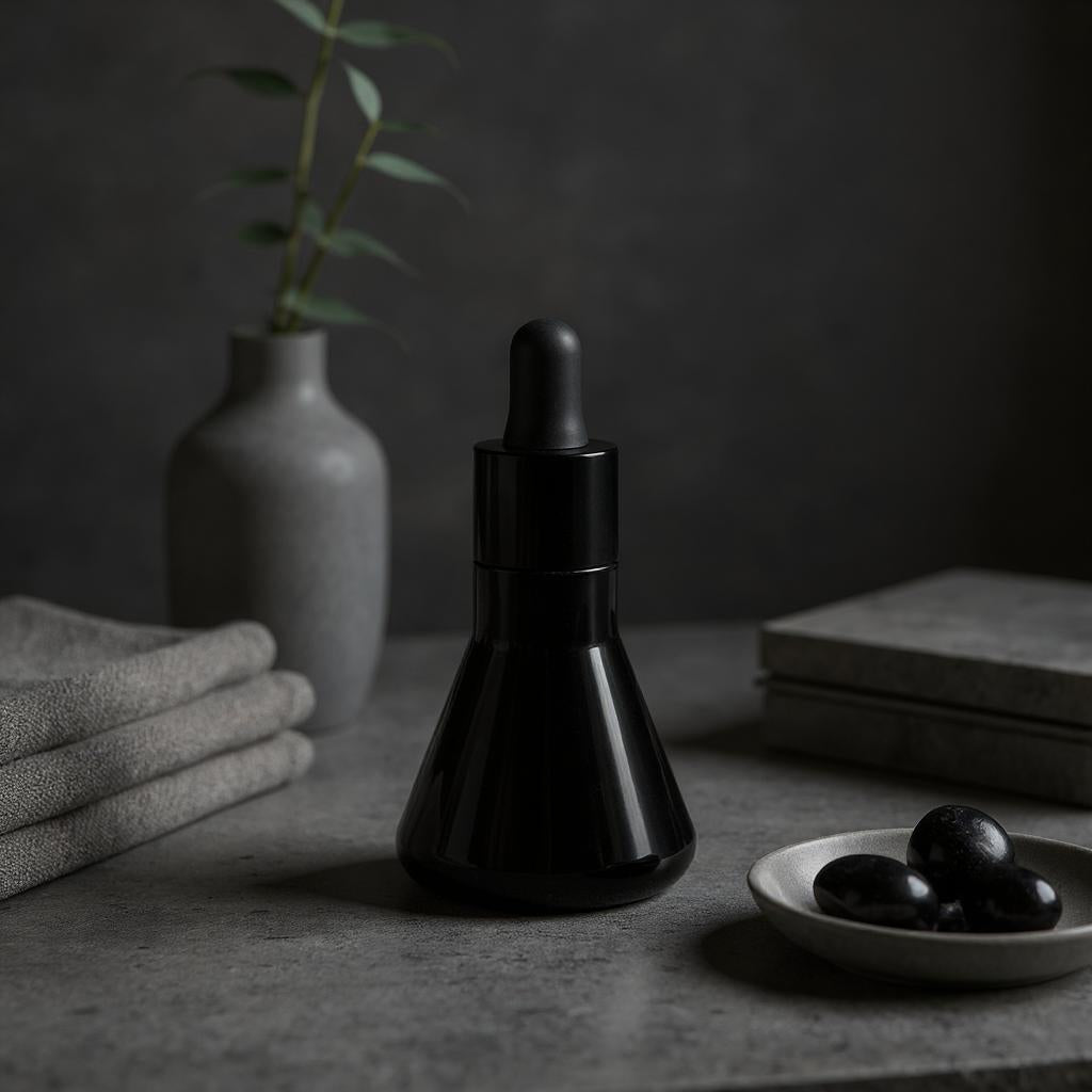Devin Dropper Bottle | 30ml Black Glass Dropper Bottle | Black Serum Bottle