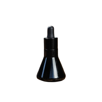 Devin 30 ml (1 oz) Matte Black Glass Dropper Bottle Serum Pipette | Refillable | Logo Optional