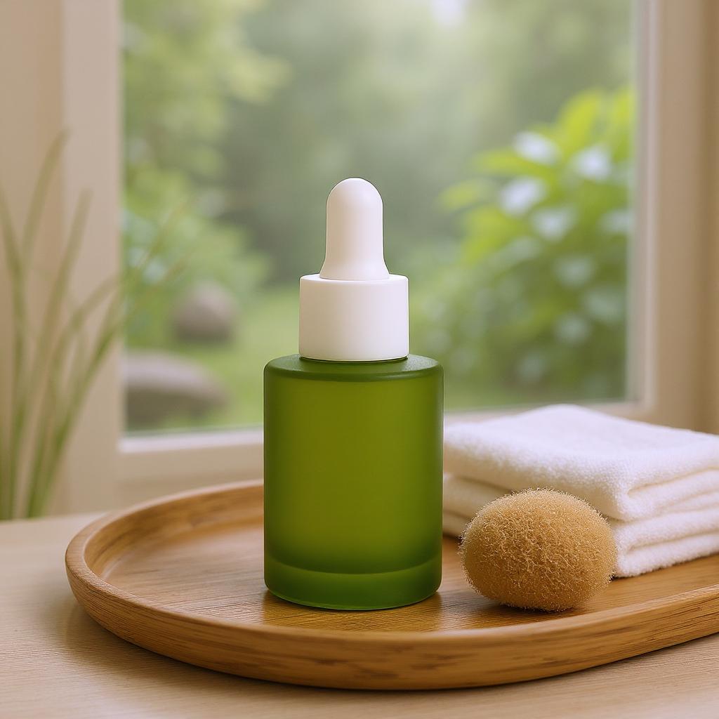 Dahlia Dropper Bottle | 30ml Glass Dropper Bottle | Serum Bottle | Green Dropper Bottle | White Rubber Dropper