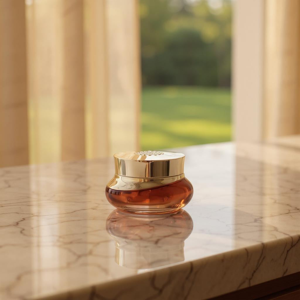 Colette Cream Jar | 50 g Acrylic Luxury Cream Jar | Gold Plated Lid | Black Cream Jar | Gold Cream Jar