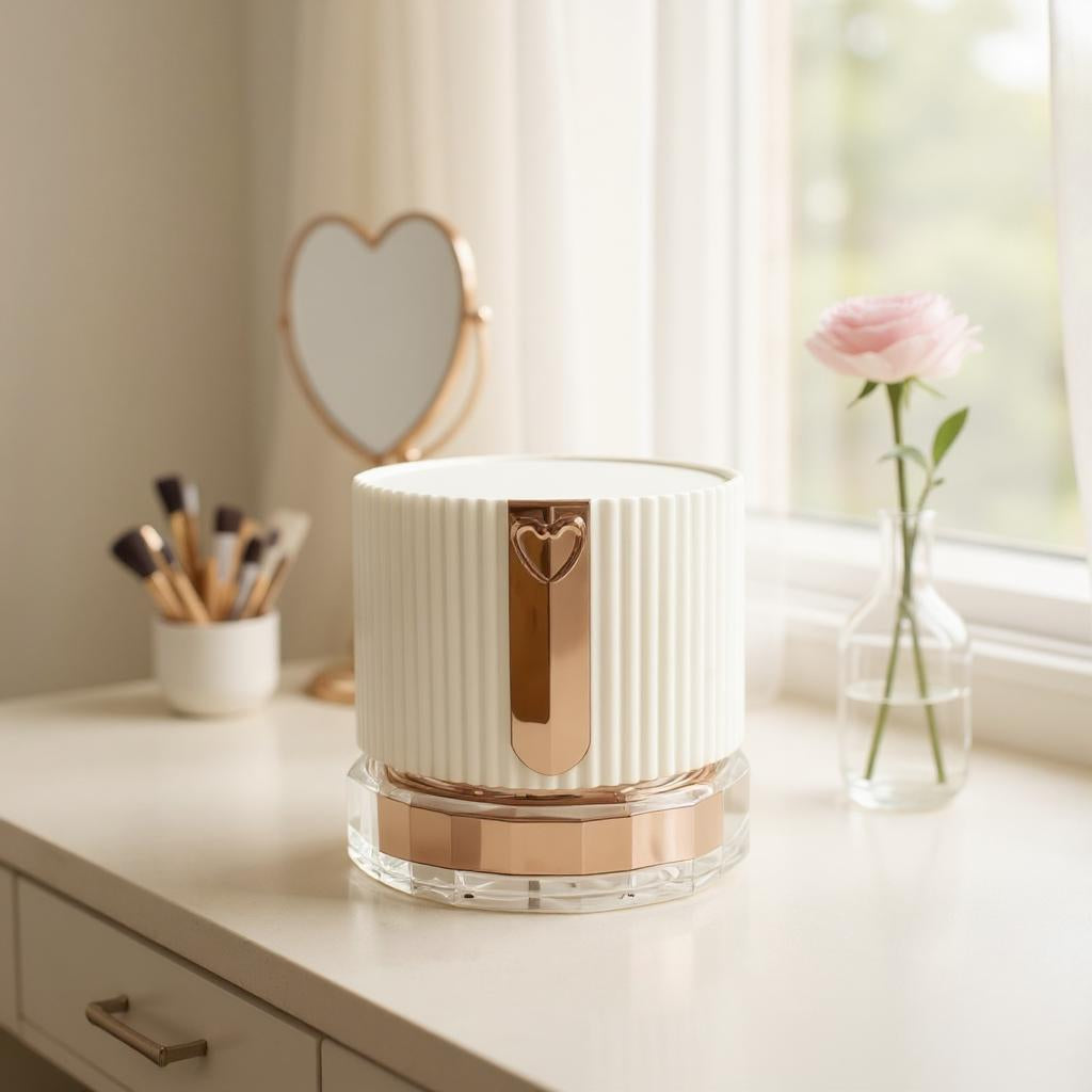 Astrid Jar | Acrylic 50g Cream Jar | White and Rose Gold | Ideal for Face Scrubs, Creams and Moisturizers