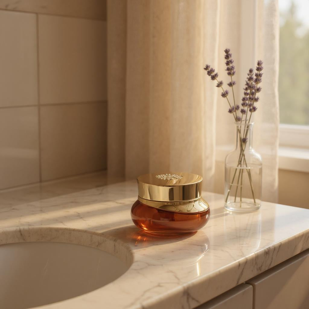 Colette Cream Jar | 50 g Acrylic Luxury Cream Jar | Gold Plated Lid | Black Cream Jar | Gold Cream Jar