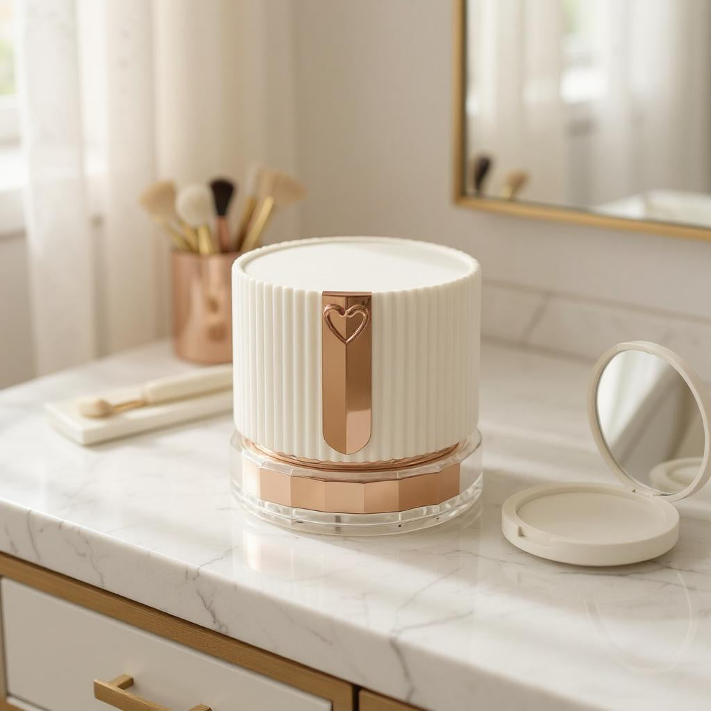 Astrid Jar | Acrylic 50g Cream Jar | White and Rose Gold | Ideal for Face Scrubs, Creams and Moisturizers
