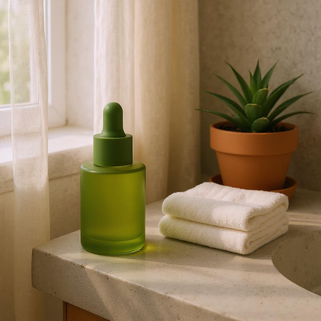Dahlia Dropper Bottle | 30ml Glass Dropper Bottle | Serum Bottle | Green Dropper Bottle | Green Rubber Dropper