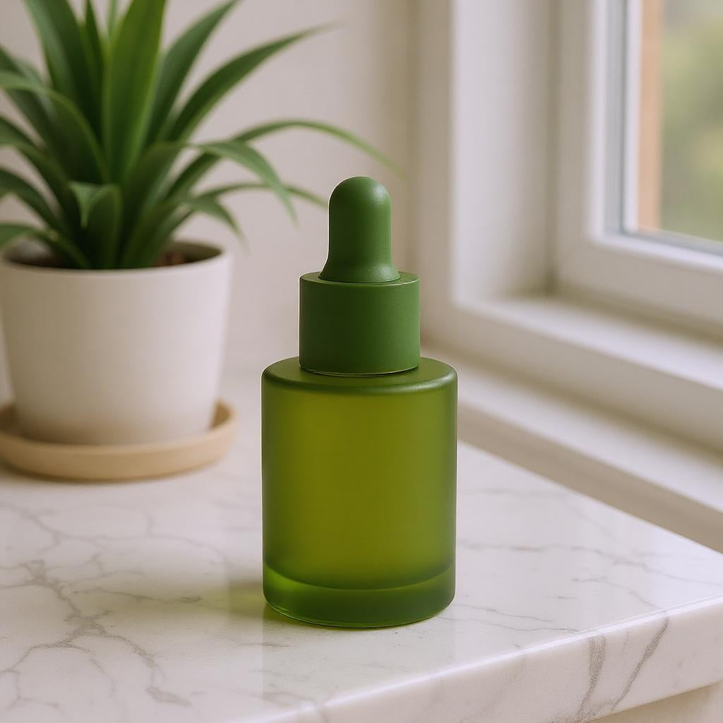 Dahlia Dropper Bottle | 30ml Glass Dropper Bottle | Serum Bottle | Green Dropper Bottle | Green Rubber Dropper
