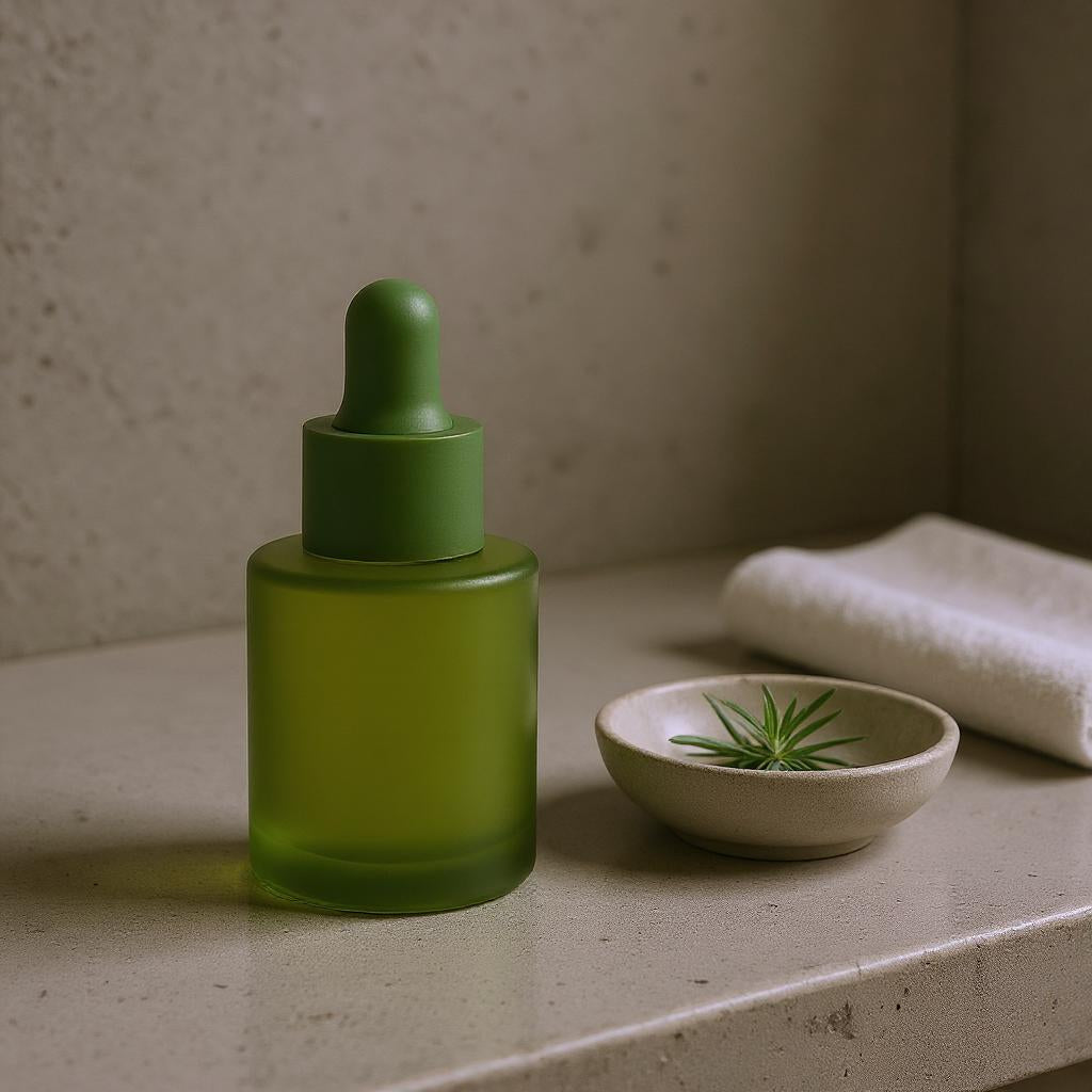 Dahlia Dropper Bottle | 30ml Glass Dropper Bottle | Serum Bottle | Green Dropper Bottle | Green Rubber Dropper