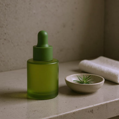 Dahlia Matte Green Glass 30 ml (1 oz) Dropper Bottle | Green Rubber Dropper