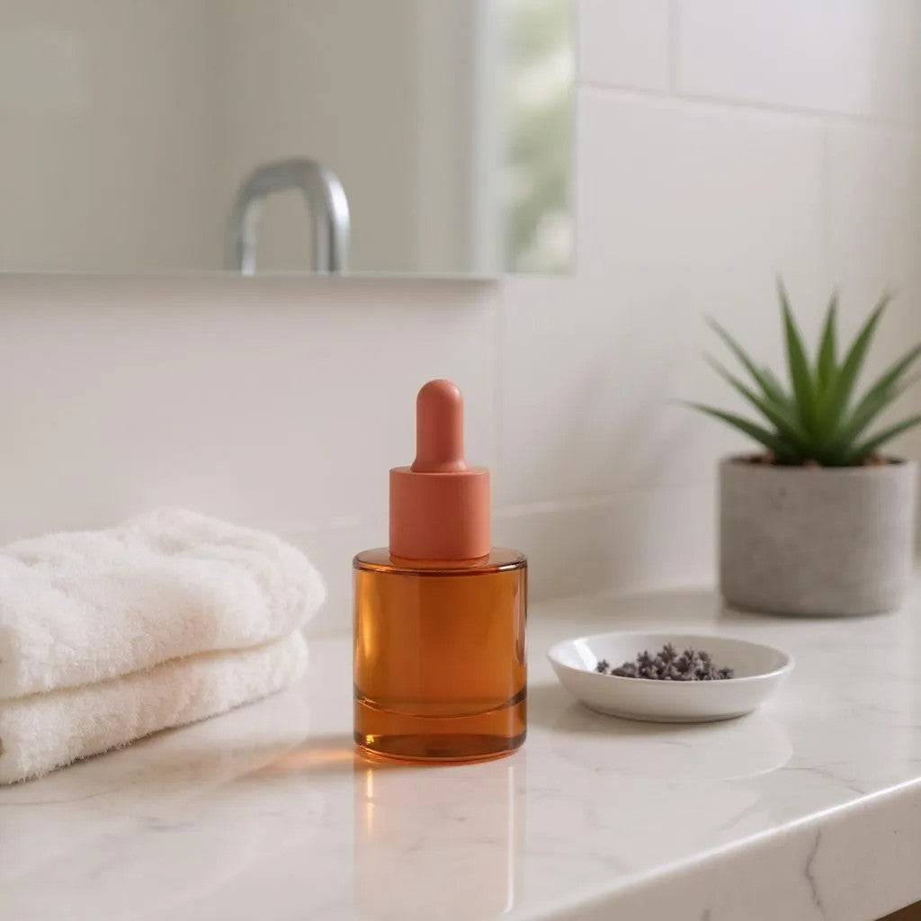 Dahlia Dropper Bottle | 30ml Glass Dropper Bottle | Serum Bottle | Red Dropper Bottle | Red Rubber Dropper